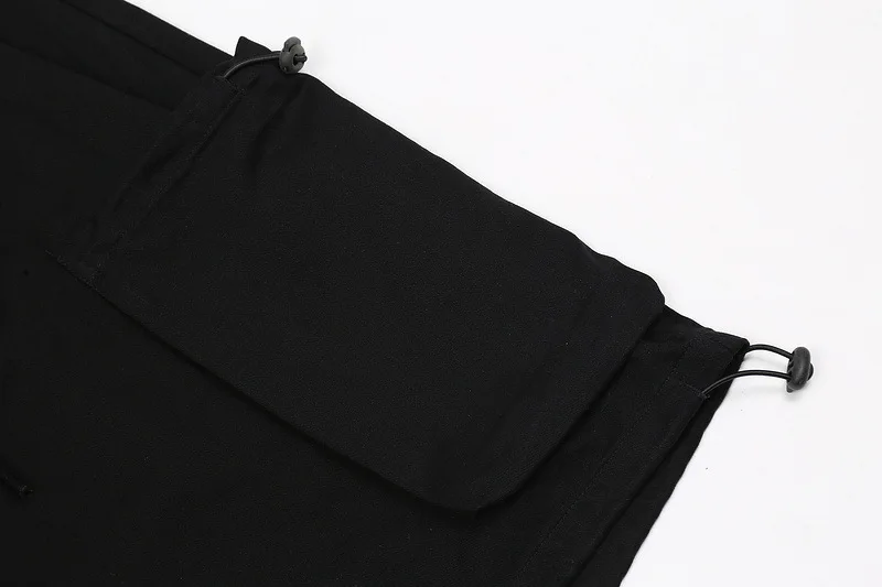 

IEFB Men's Summer New Workwear Shorts Loose Straight Hip Hop Solid Color Fashion Casual Multi Bag Pockets Elastic Waist Bottoms