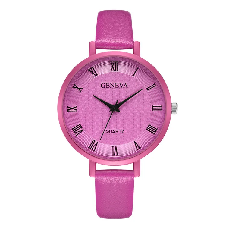 Часы женские кварцевые с кожаным ремешком и римскими цифрами|Женские