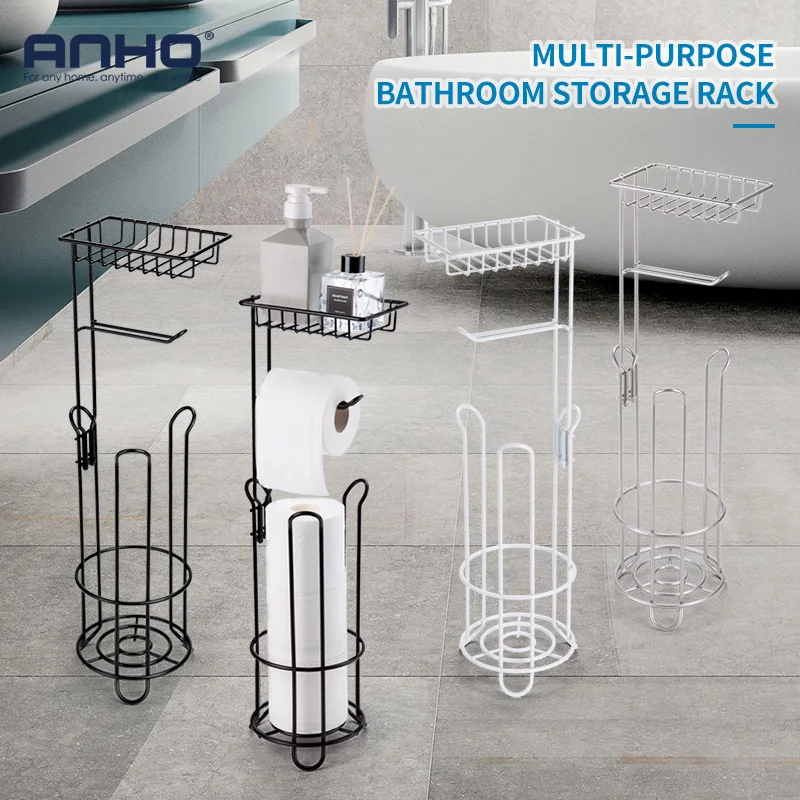 

Multi-Functional Toilet Paper Roll Tissue Holder Stand Bathroom Accessories Shelves Organizer Storage Bronze Black White Silver