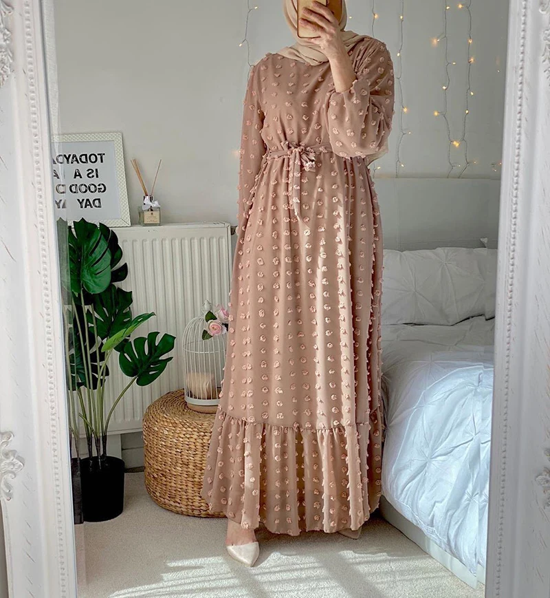 Long Women Dress Abaya Long Sleeve Maxi Dress Islamic Clothing Muslim Dresses Women'S Dubai Vestido Feminino Longo Lsm037