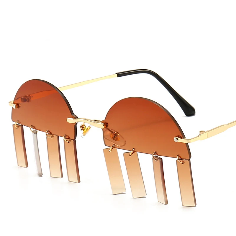 

New Candy Colors Gradient Sunglasses Woman Frameless Pendant Irregular Sun Glasses High Quality Party Decoration Unisex UV400