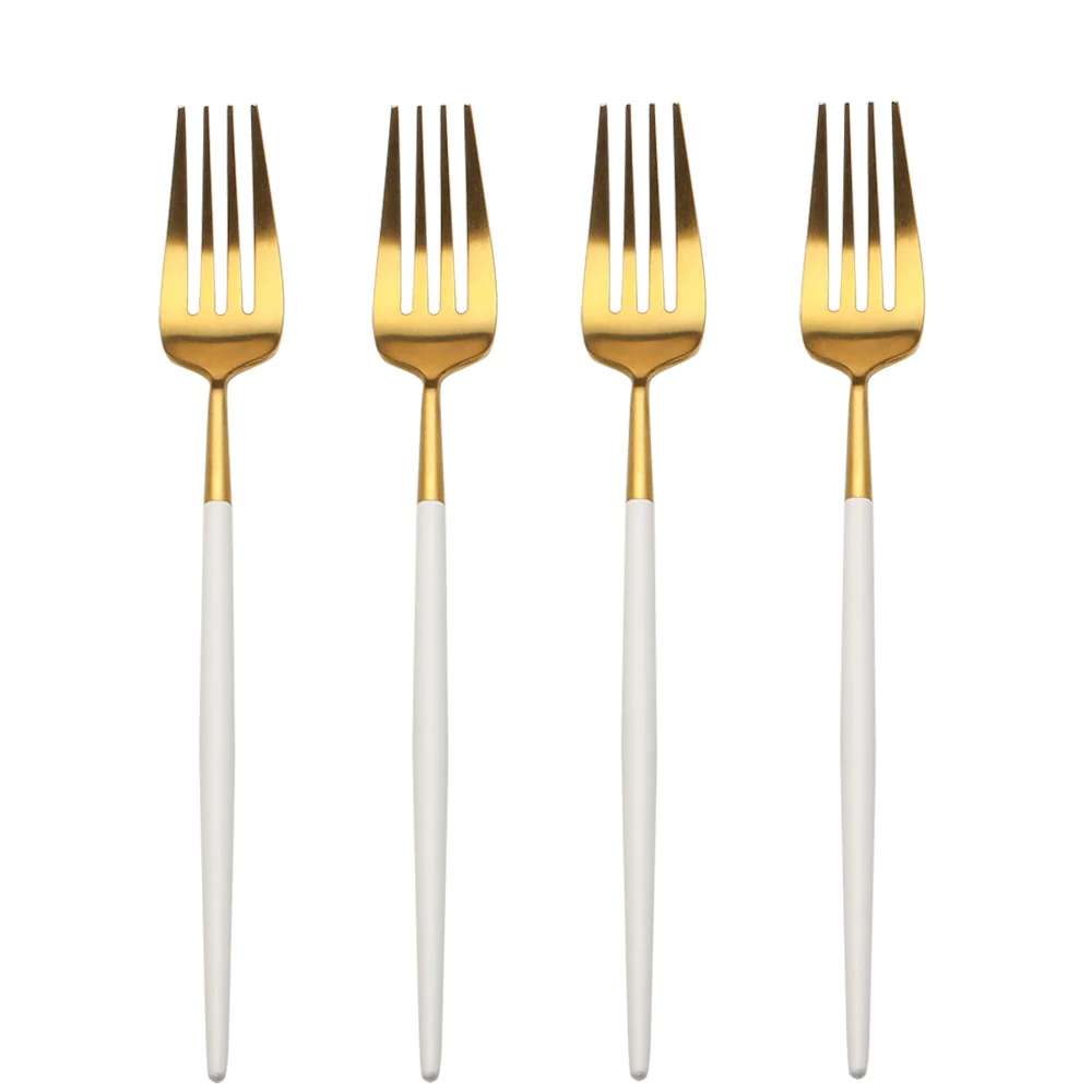4 шт. набор посуды из белого золота 18/10 нержавеющая сталь матовые столовые приборы