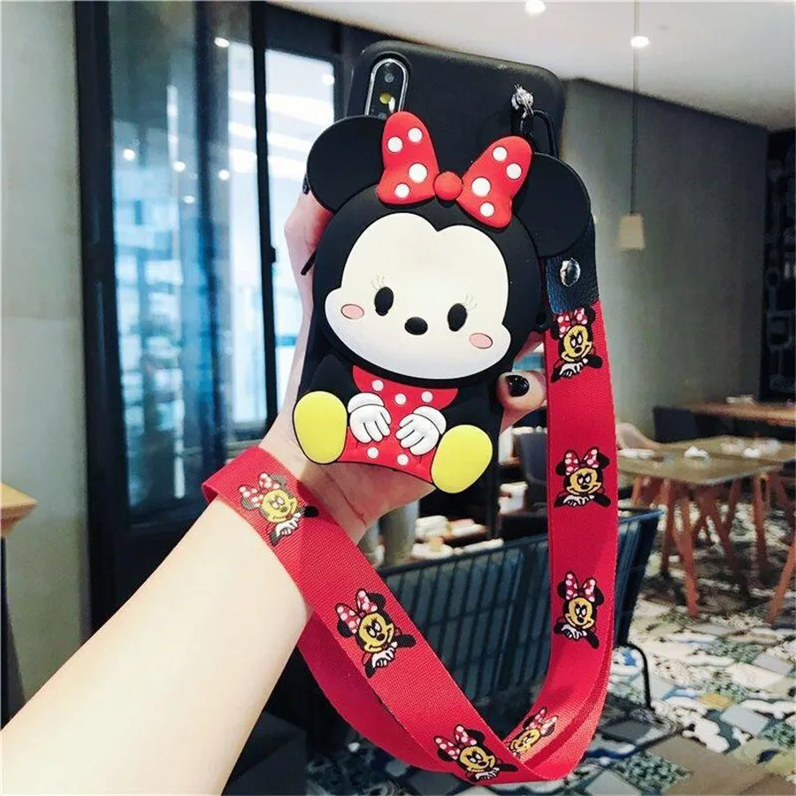 Min Bag Lanyard Чехол-Кошелек с 3D рисунком Минни Ститч Медведь силиконовый чехол для samsung Galaxy J2 Pro J5 Prime J2 J7 Prime мягкий чехол для телефона - Цвет: Min Bag Lanyard