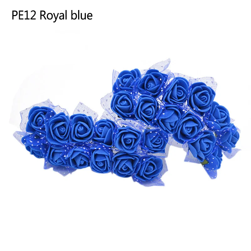 PE12 12/36/72/144 шт. 2 см искусственные из ПЭ Поролоновый букет цветов с юбкой из тюля для венок из искусственных цветов для детского дня рождения, сделай сам, свадебное украшение дома - Цвет: PE12