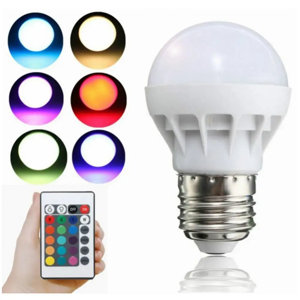 

AC 85-265V 3W E27 RGB LED Light Color Change Lamp Bulb + Remote Control