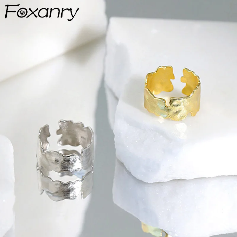 

Минималистичные обручальные кольца Foxanry 925 для женщин, модные нестандартные геометрические вечерние ювелирные изделия ручной работы, подар...