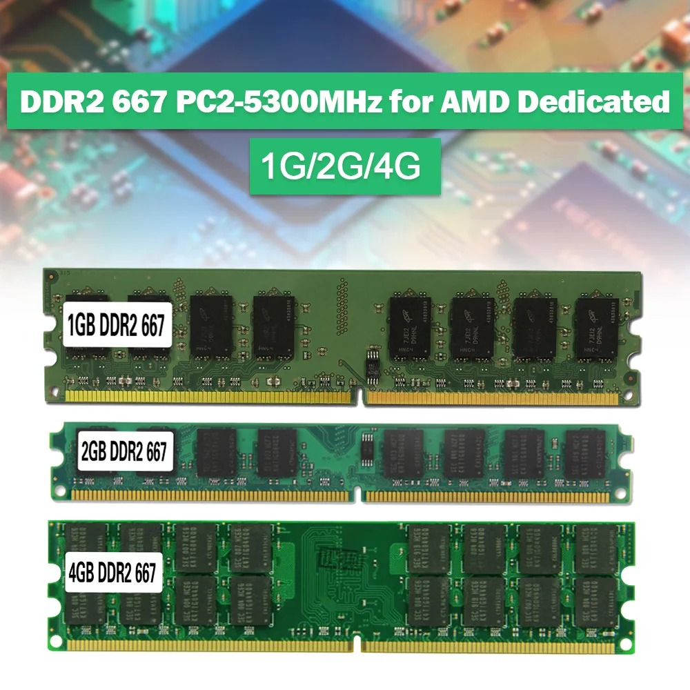 

DDR2 RAM Memory 1GB 2GB 4GB 667MHz Desktop DIMM BGA Memory 1.8V 240Pin PC2-5300 For AMD Dedicated