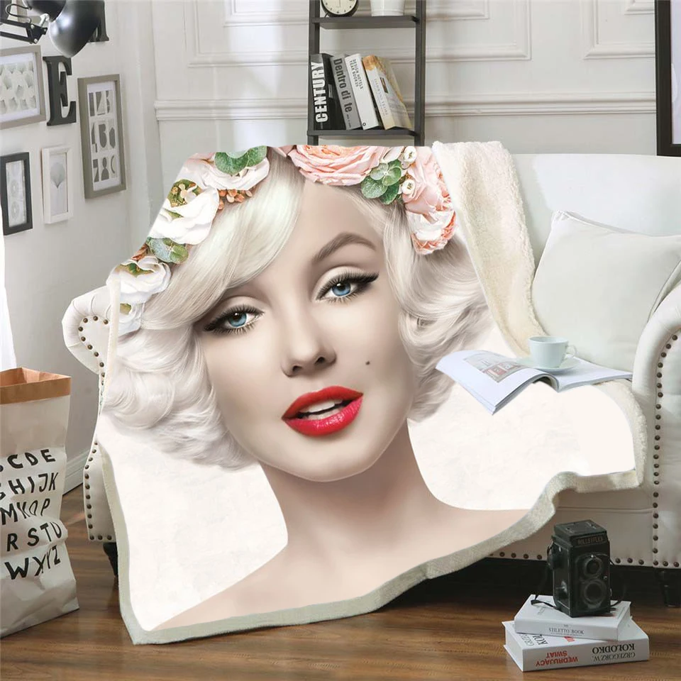 

Fashion Marilyn Monroe 3d printed fleece blanket for Beds Hiking Picnic Thick Quilt Fashionable Bedspread Sherpa Blanket