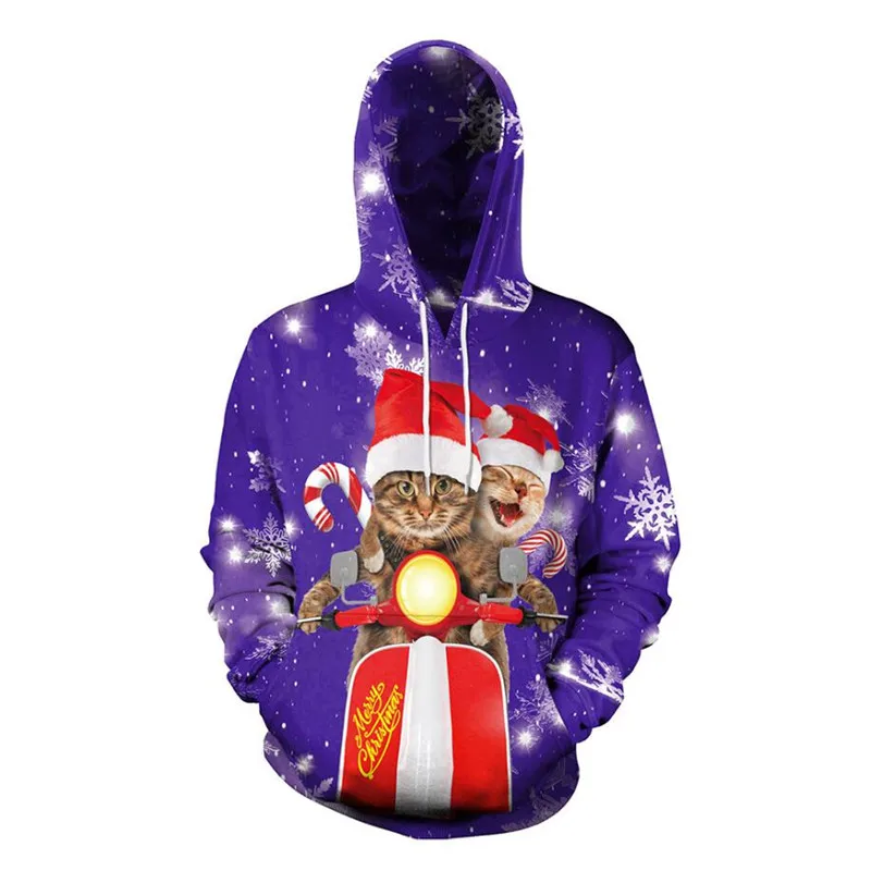 

Men Women Funny Cat Ugly Christmas Sweater 3D Printed Long Sleeve Hoodie Sweatshirt Pullover Holiday Party Xmas Jumpers Tops