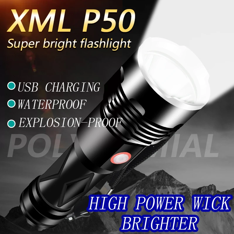 Светодиодный Ультраяркий фонарик ZHIYU P50 мощный осветительный прибор с бликовым