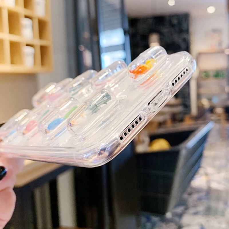 

Cartoon Character 3D Pill Capsule silicone Transparent Phone Case For iPhone 11 Pro MAX 6 6S 7 8 Plus X XR XS MAX Soft TPU Cover