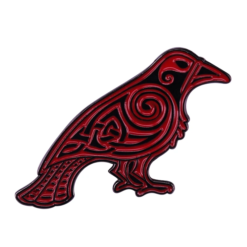 Celtik Knot Blood Raven Lapel Pin Hugin Munin Norse Mythology Odin Crow Brooch Edgar Allan Poe Morrigan Goddess Witch Pagan Gift