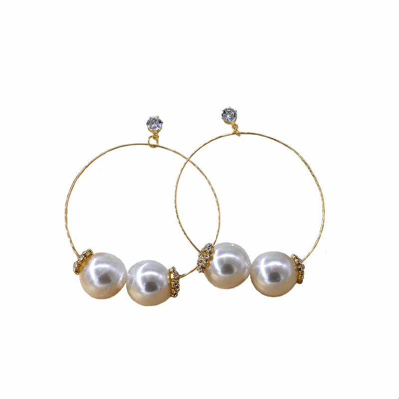 

Fashion Statement Round Pearl Drop Earrings For Women Vintage Hanging Dangle Earrings Female Wedding Jewelry Gifts
