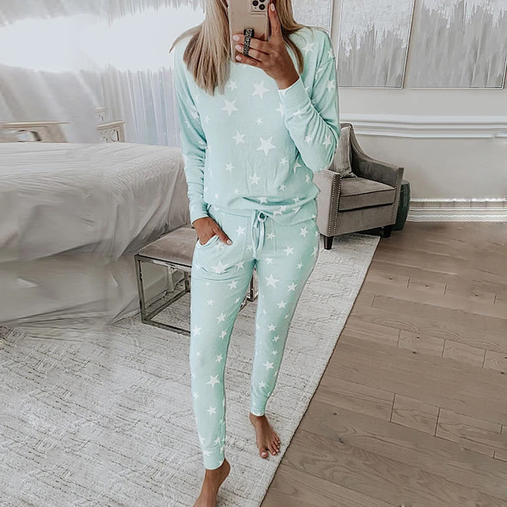 

Spring Knitted Lounge Wear Set Women Loungewear Pajama Set Women Female Nightwear Ladies Sleepwear Homewear Sleep Wear