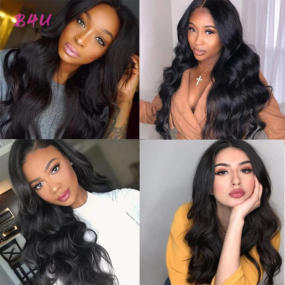 B4U Body Wave Lace Front Wig Brazilian 13x4 Frontal Wigs For Black Women Human Hair 4x4 Closure | Шиньоны и парики