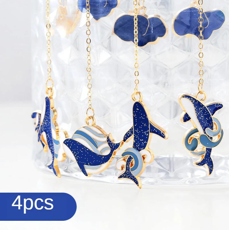 4 шт. Мультяшные закладки с животными синий кит белый кран металлическая подвеска