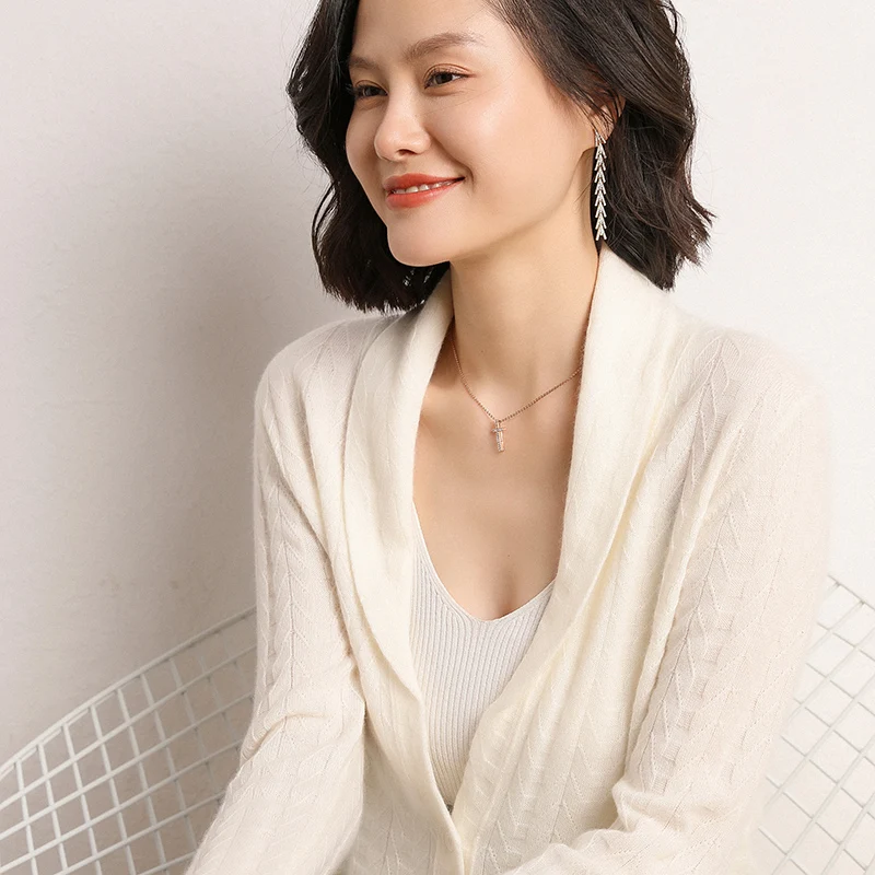 

2020 Autumn and Winter New 100% Cashmere Soft Single Breasted Cardigan V-Collar Sweaters Fashion Comfortable Girl Clothes