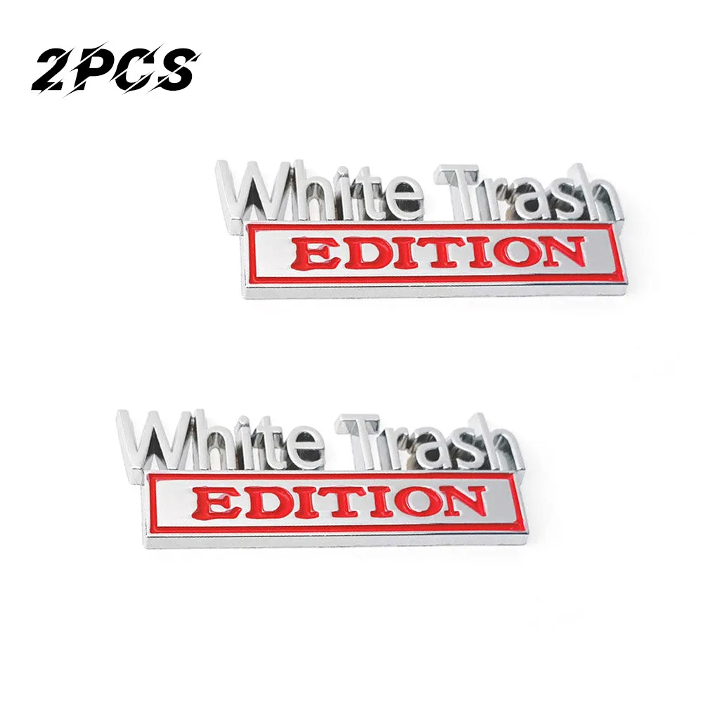 

8.7x3.2cm Emblem Door Badge Matte Silver Red Truck Letter Fender White 2PCS