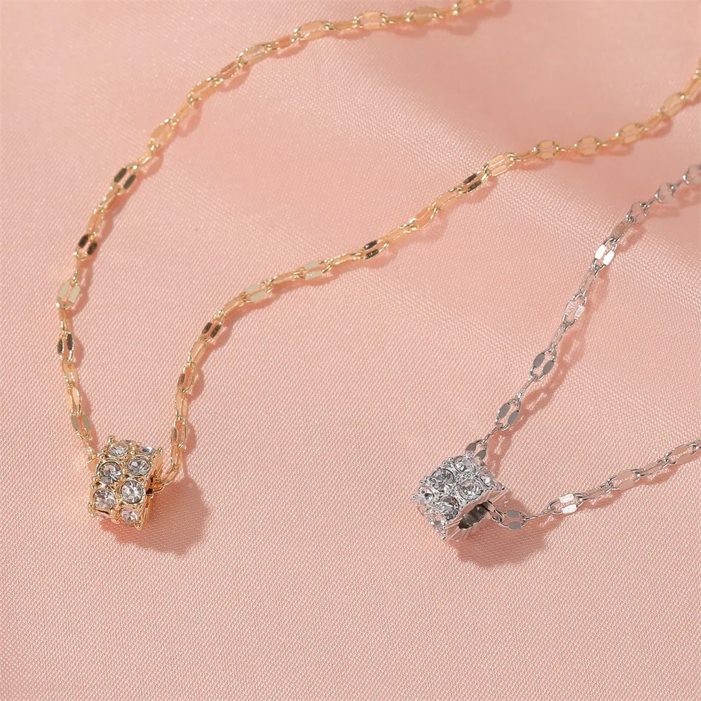 Колье с подвеской в виде Круга кристаллами для женщин стильная цепочка до ключиц