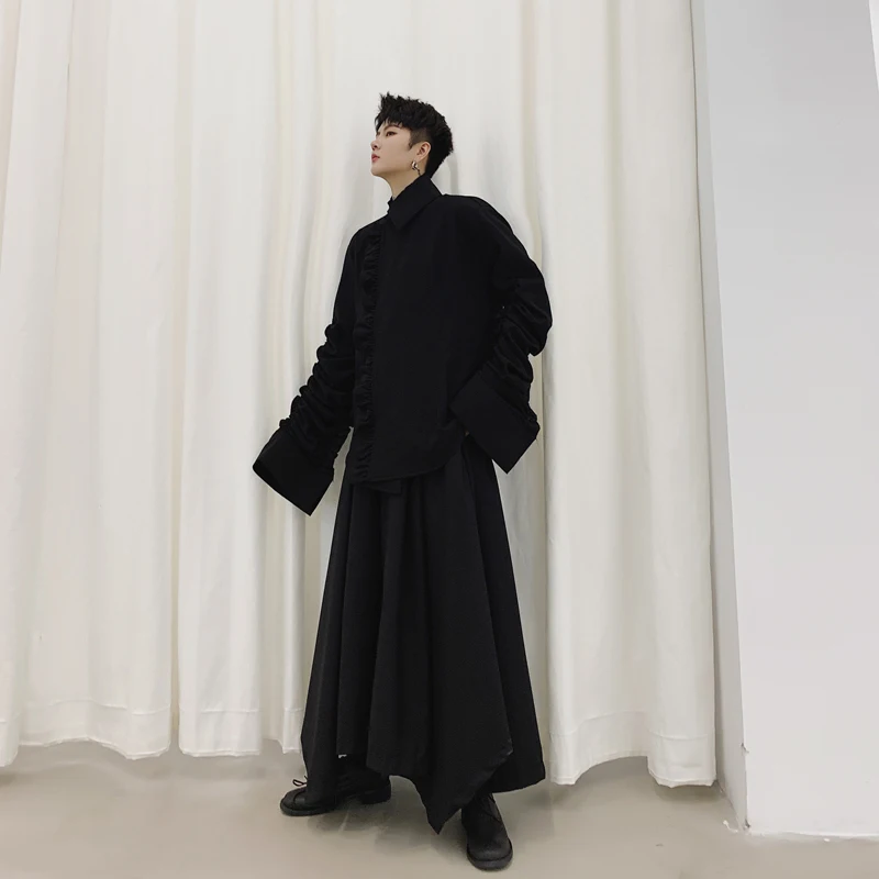 Куртка мужская плиссированная с расклешенными рукавами Повседневная Уличная