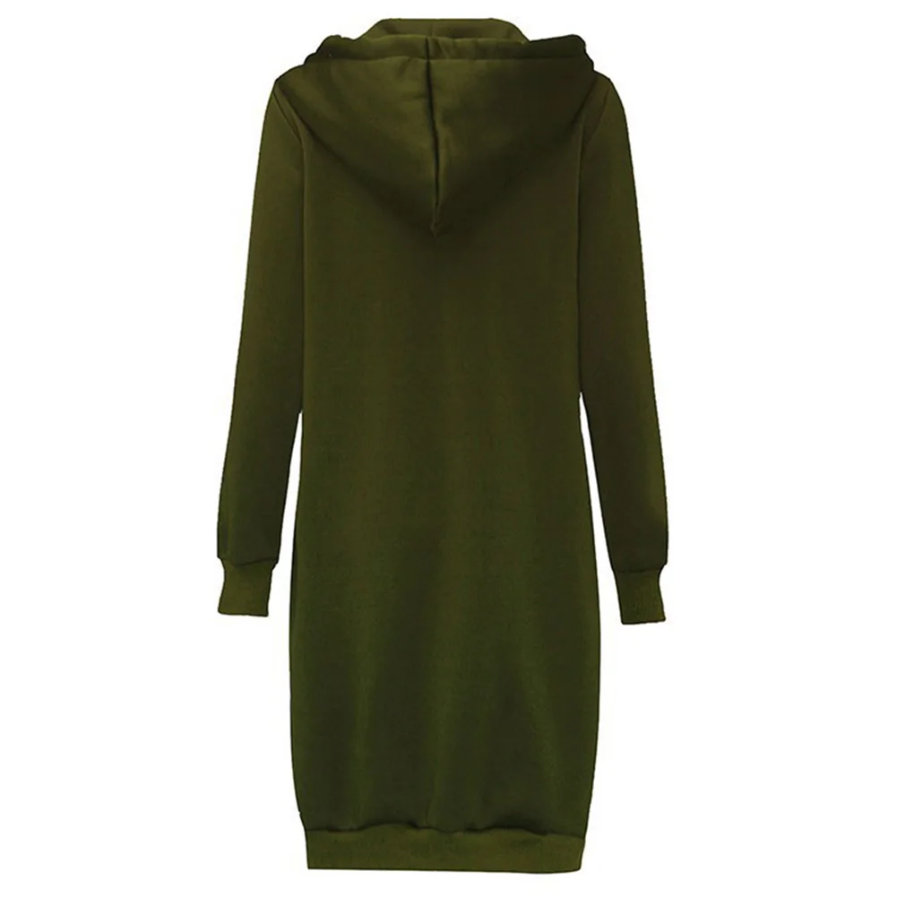 

Chic Lady Solid Color Long Sleeve Casual Hooded Sweatshirt Coat Zipper Outwear