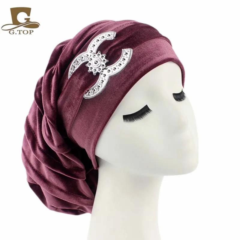 Russet red Новые винтажные хлопковые Цветочные дреды, косы, кепка, удобная громоздкая мешковатая шапка после химиотерапии, кепка бандана для выпадения волос - Цвет: Russet red