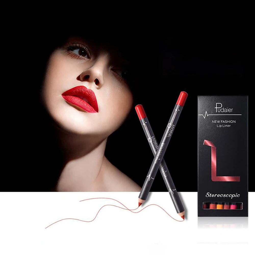 12 шт. набор для женщин Водостойкая Подводка губ матовая губная помада карандаши