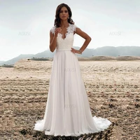 jasmine wedding dress deep v neck short sleeve white chiffon bride vestido illusion back lace pearls belt robe de mari%c3%a9e