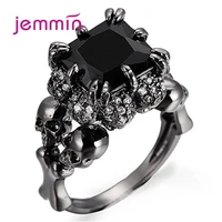 black vintage skull shaped 925 sterling silver rings for women cz cubic zirconia fashion jewelry hot sale europe party jewelry