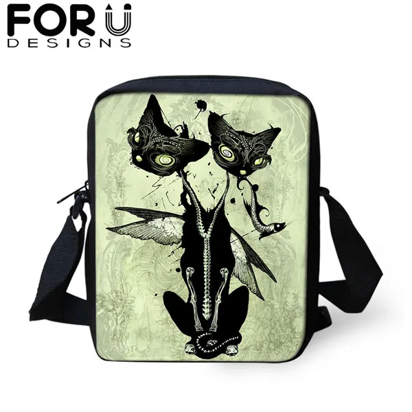 FORUDESIGNS/готический Черная кошка школьные сумки 3 шт./компл. для девочек и мальчиков Повседневное 3D Для женщин рюкзак ортопедический рюкзак детская дорожная сумка для книг - Цвет: CDGX1393E