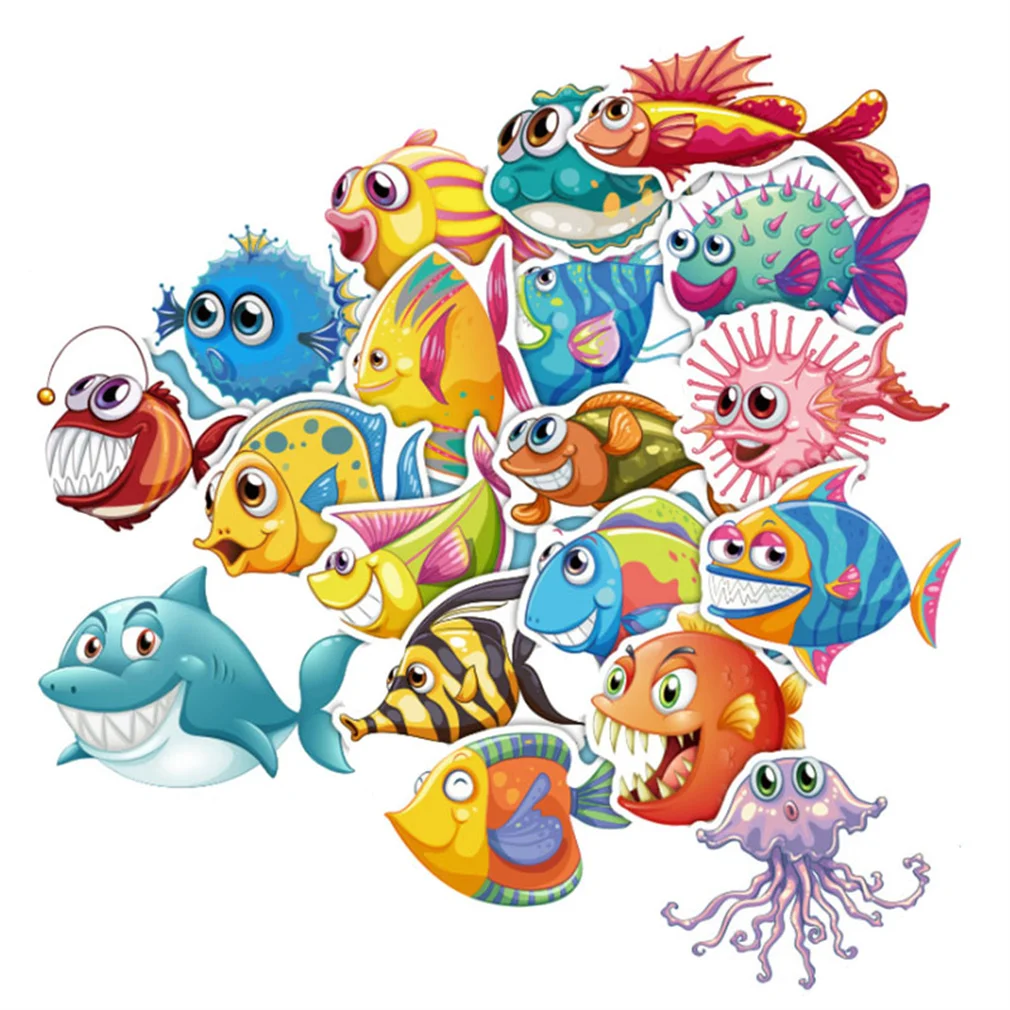 

10/30/50PCS Cartoon Underwater World Cute Fish Diary Waterproof Graffiti Suitcase Laptop Toy Decoration Sticker Wholesale