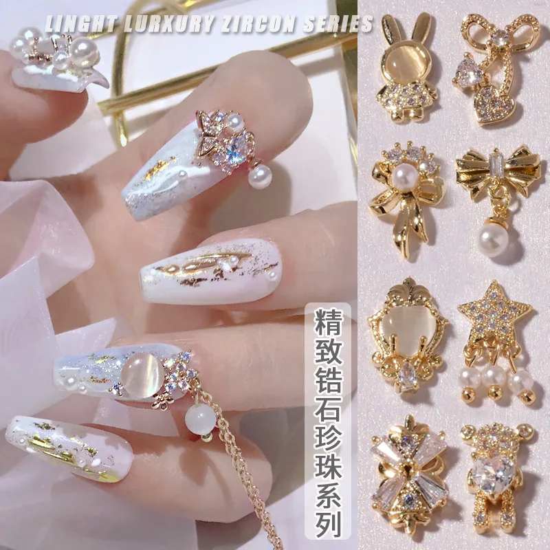 

3pcs/Nail Jewelry Net Popular Zircon Diamond Day System Diamond Decoration New Super Flash Luxury Bow Pendant Nail Decoration