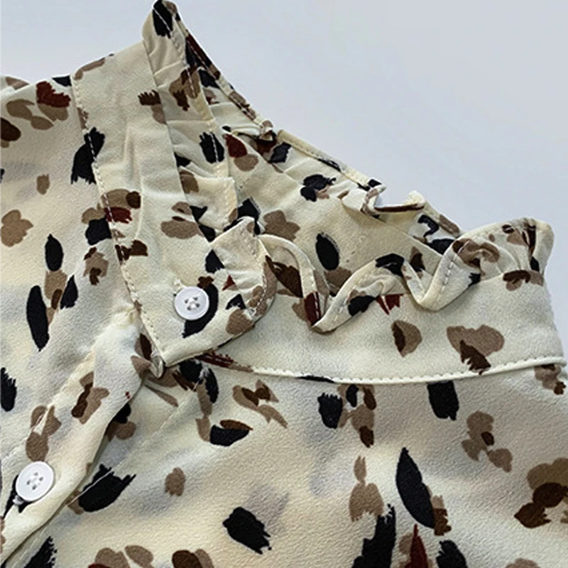 Свободная шифоновая майка женская рубашка с длинным рукавом большого размера