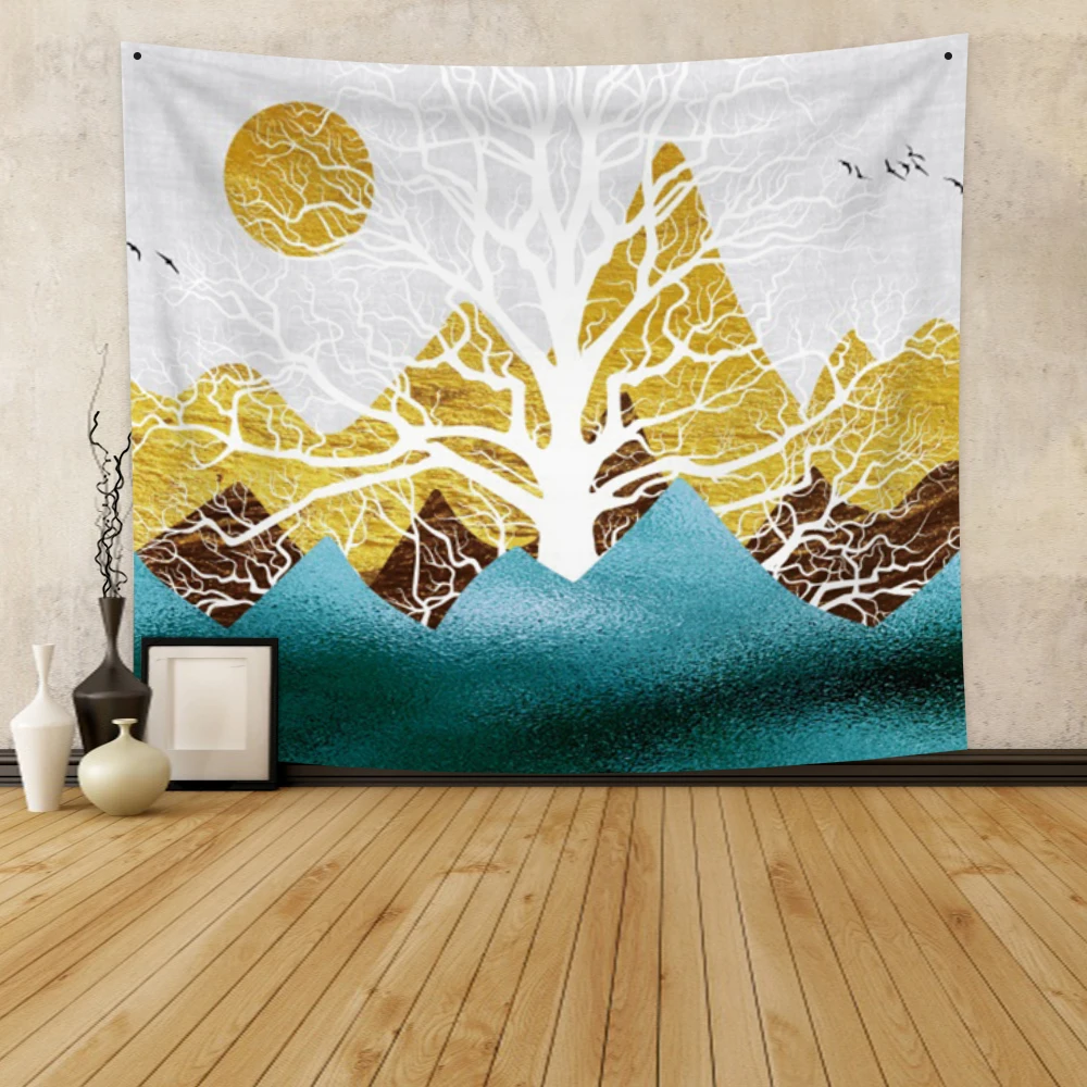 

Laeacco Modern Abstract Tapestry Fashion Japanese Style Landscape Printing Wall Hangings For Living Room Bedroom Decor Polyester