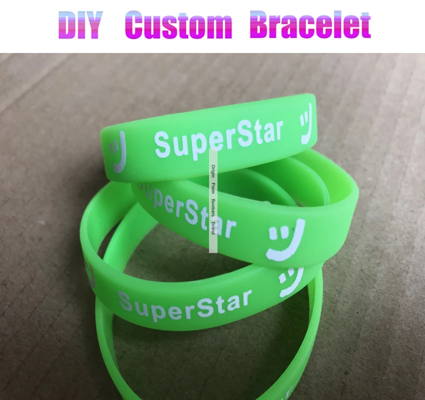 

Custom Wristbands Green Silicone Logo Silk Screen Print Silicone Bracelet Your Own Style Bracelet For Promotion Gift