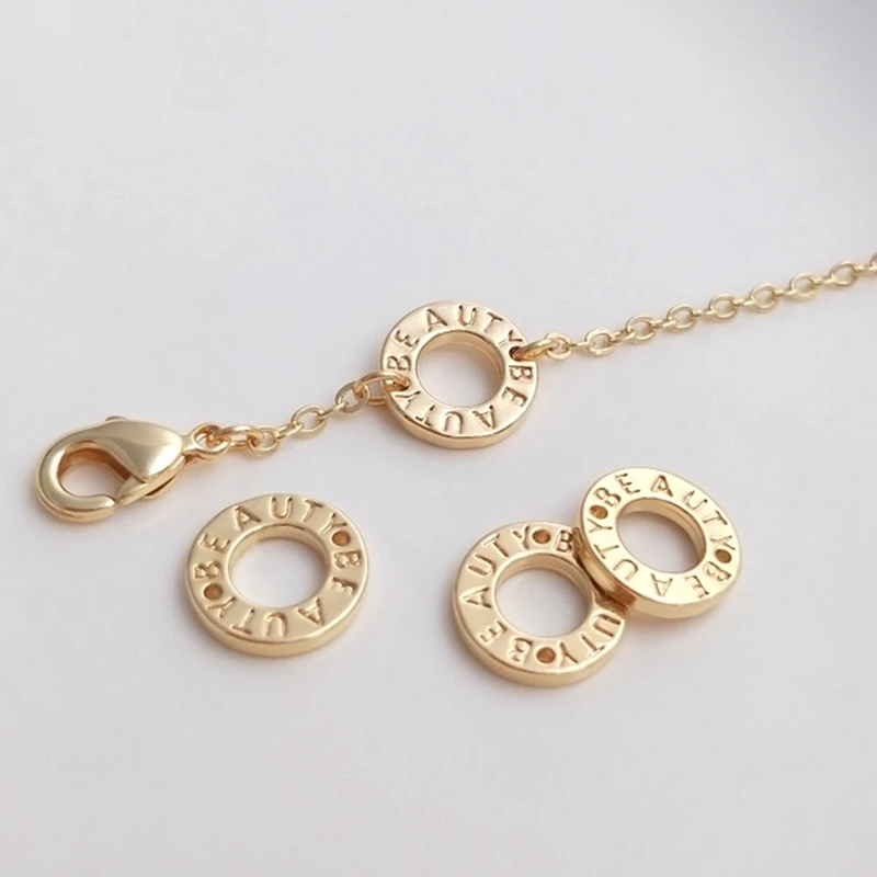 

14K Real Gold Filled Copper Letter Donut Double Holes Bracelet Necklace Charms Pendants DIY Jewelry Making Findings Accessories