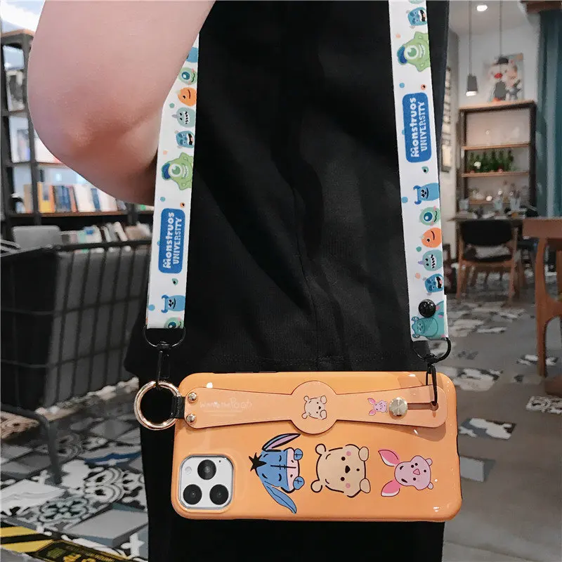 Мягкий чехол с мультяшным рисунком для iPhone 11 Pro Max XS, XR, X, 8, 7, 6, 6S Plus, ремешок на запястье, TPU чехол, держатель, кольцо, ремешок, кот, Том, Джерри, Япония, Корея
