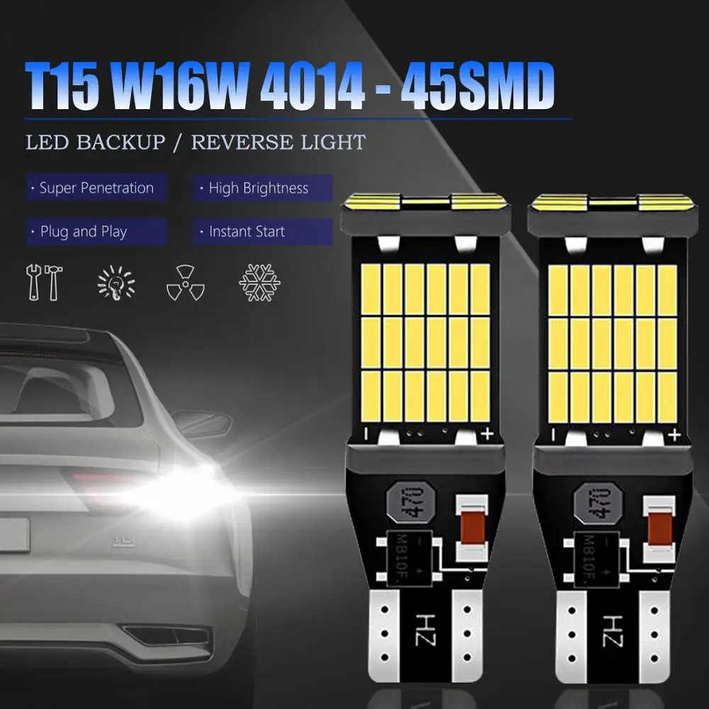 

2pcs LED T15 T16 W16W Canbus Bulbs Car Reverse Backup Light For Renault Duster Megane 2 3 Logan Clio 4 Captur Scenic No Error
