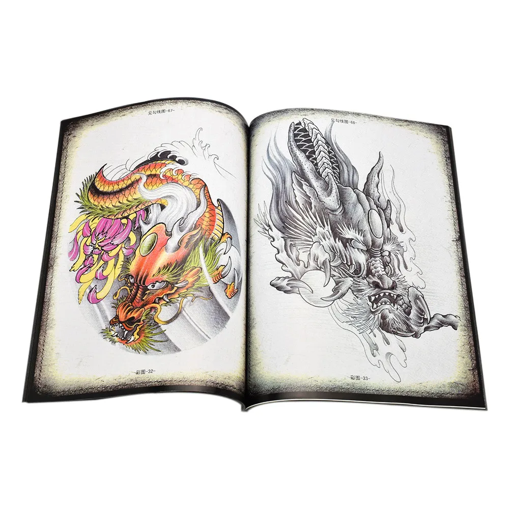 Тату книга Будда Феникс Карп красочный и эскиз татуировки Рукопись коллекция