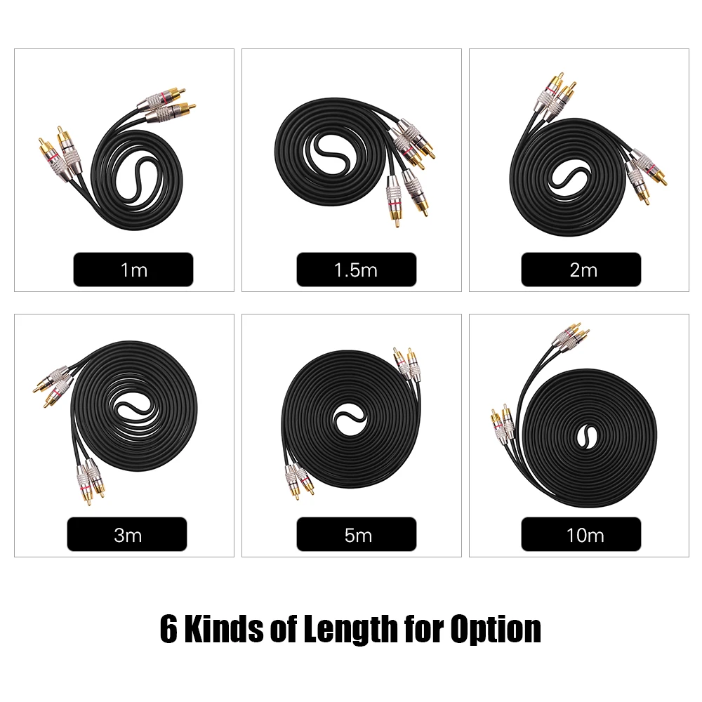 10 м черные аудио-видео соединительные провода 2RCA к стерео аудио кабель