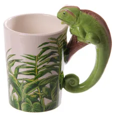 

Cool Design: Handmade Ceramic Coffee Mug Tea Cup Lizzard Handle Grip
