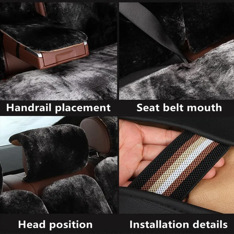 Роскошные чехлы на автомобильные сиденья из натуральной овечьей шерсти 5 сидений