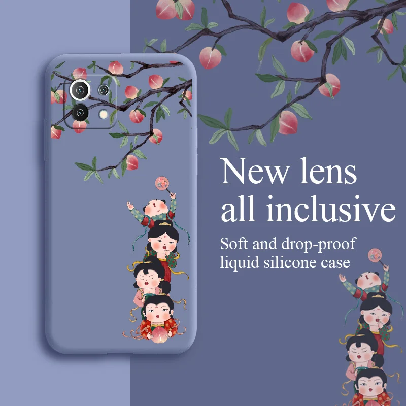 

Pick Peaches Case For Xiaomi Mi 11 10T 10T Pro 10 S lite Ultra 9T 9 8 Note 10 Pro Poco F3 F2pro X2 Liquid Silicone Cover