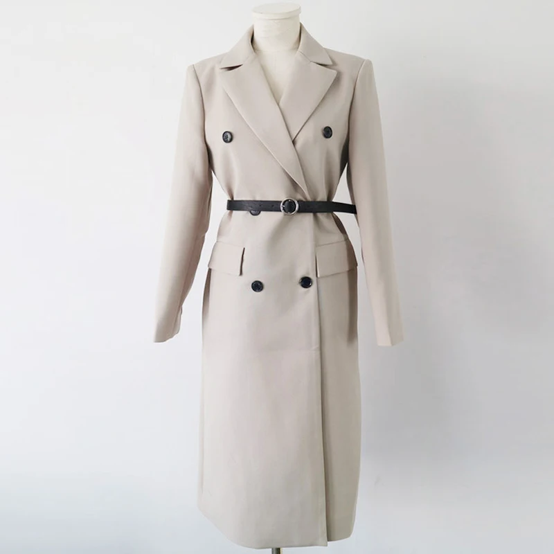 2019 новый осенний элегантный длинный пиджак Женский Повседневный однотонный с