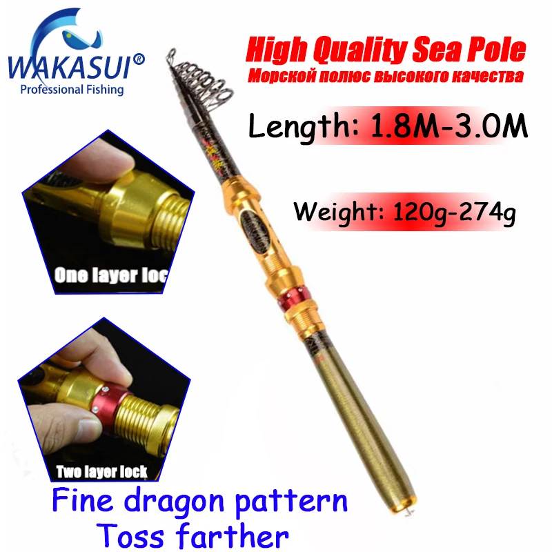 

2021 New 1.8-3.0M Top Quality Telescopic Fishing Rod Power Pole Spinning Travel Rod Carp Carbon Sea Rod Superhard Tackle Pesca