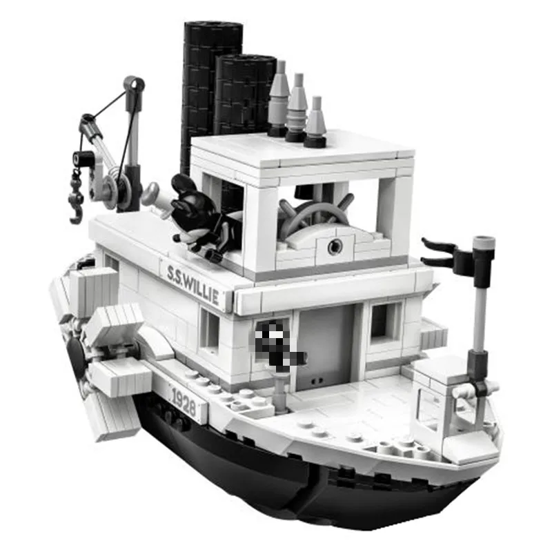 16062 Ideas серия Steamboat Willie Mickey модель корабля наборы строительных блоков 842 шт