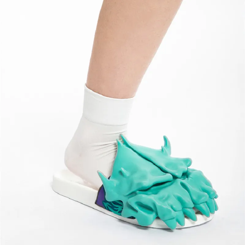 

Stylesowner Ins Punk Style Women Shoes Trend Devil Flats Novelty Cool Monster Flip Flops Unisex Slippers Outdoor Leisure Shoes