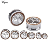 miqiao 2pcs fashionable hot selling tree of life stainless steel pulley ears 6mm 20mm exquisite piercing jewelry