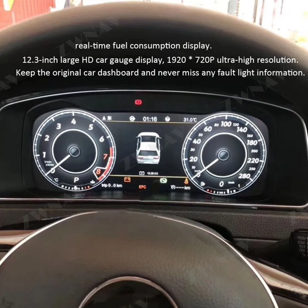 Цифровой спидометр для приборной панели с ЖК-дисплеем VW CC Golf 7 GTI MK7 Passat B8 вариант