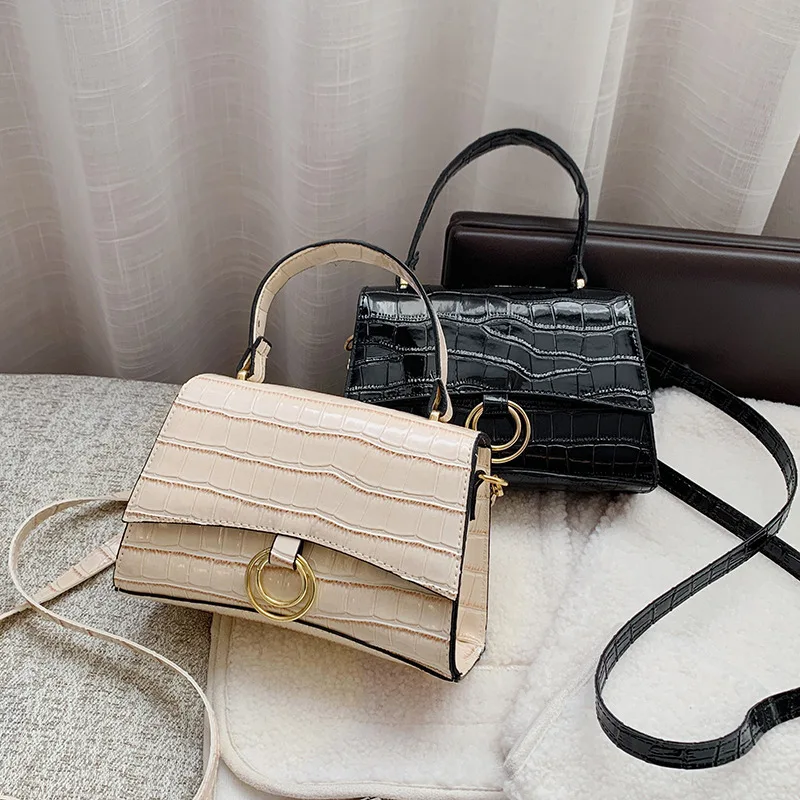 

Spring New Women's Bag 2021 Fashion Messenger Shoulder Bag Simple Popular Stone Pattern Crossbody Small Square Bags For Women